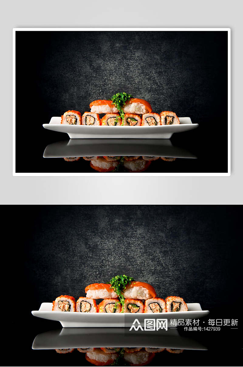 寿司美食里卷摆盘艺术视觉摄影图素材