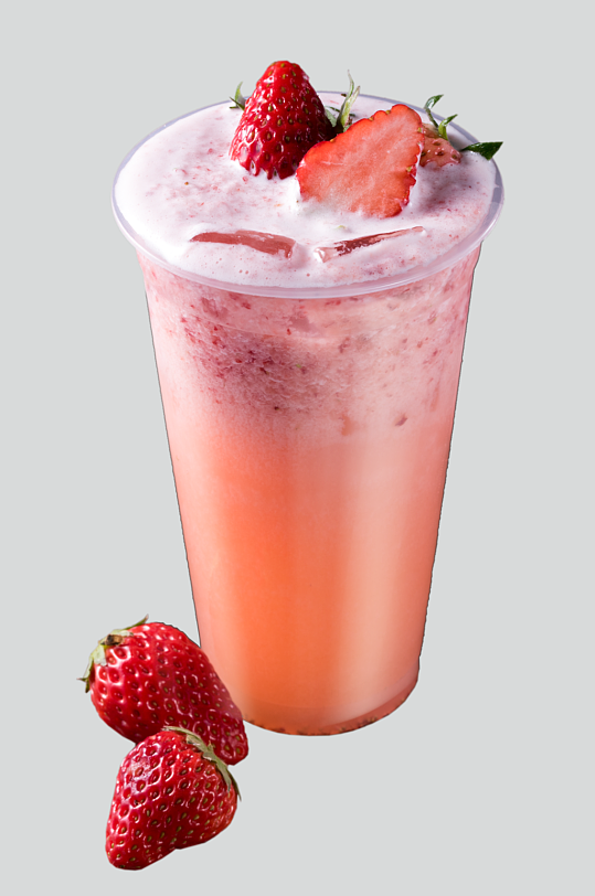 奶茶店奶茶免抠图片草莓果茶