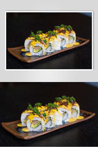 寿司美食里卷摆盘日系免抠背景