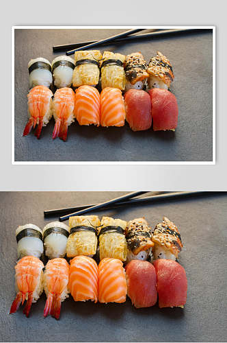 寿司美食日式手握卷日式餐单摄影图