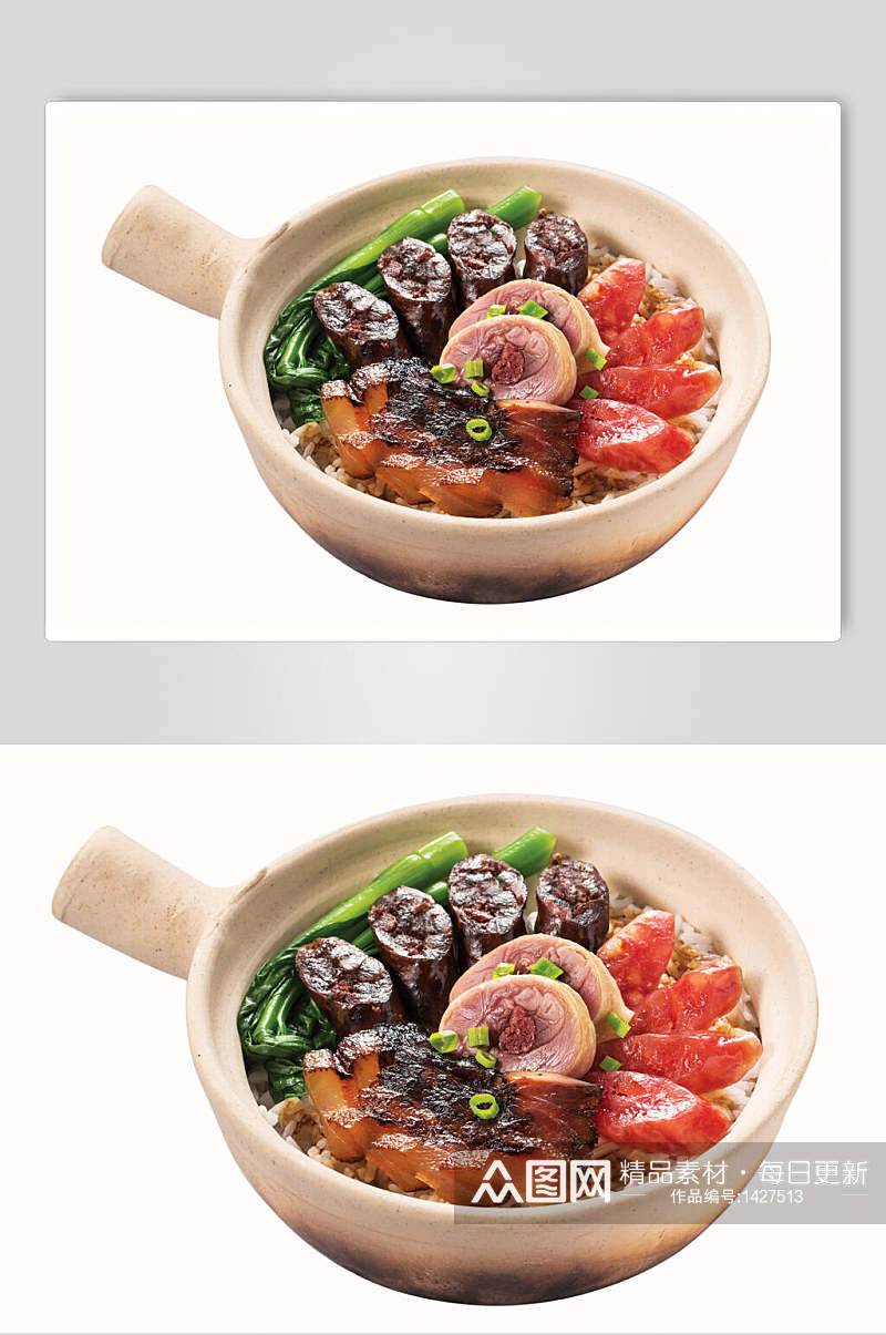 美味砂锅饭中式简餐腊肉拼盘菜单摄影图素材