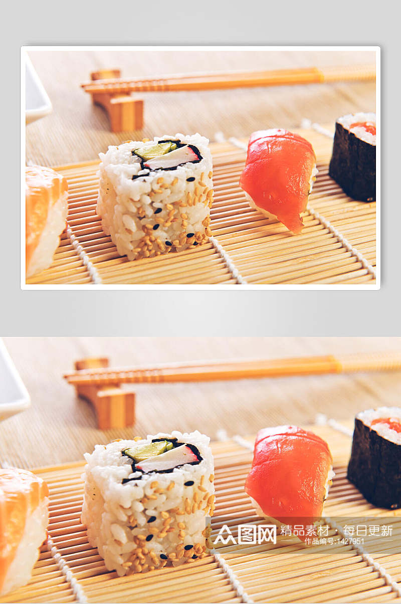 寿司美食小卷摆盘餐单特写t摄影图素材