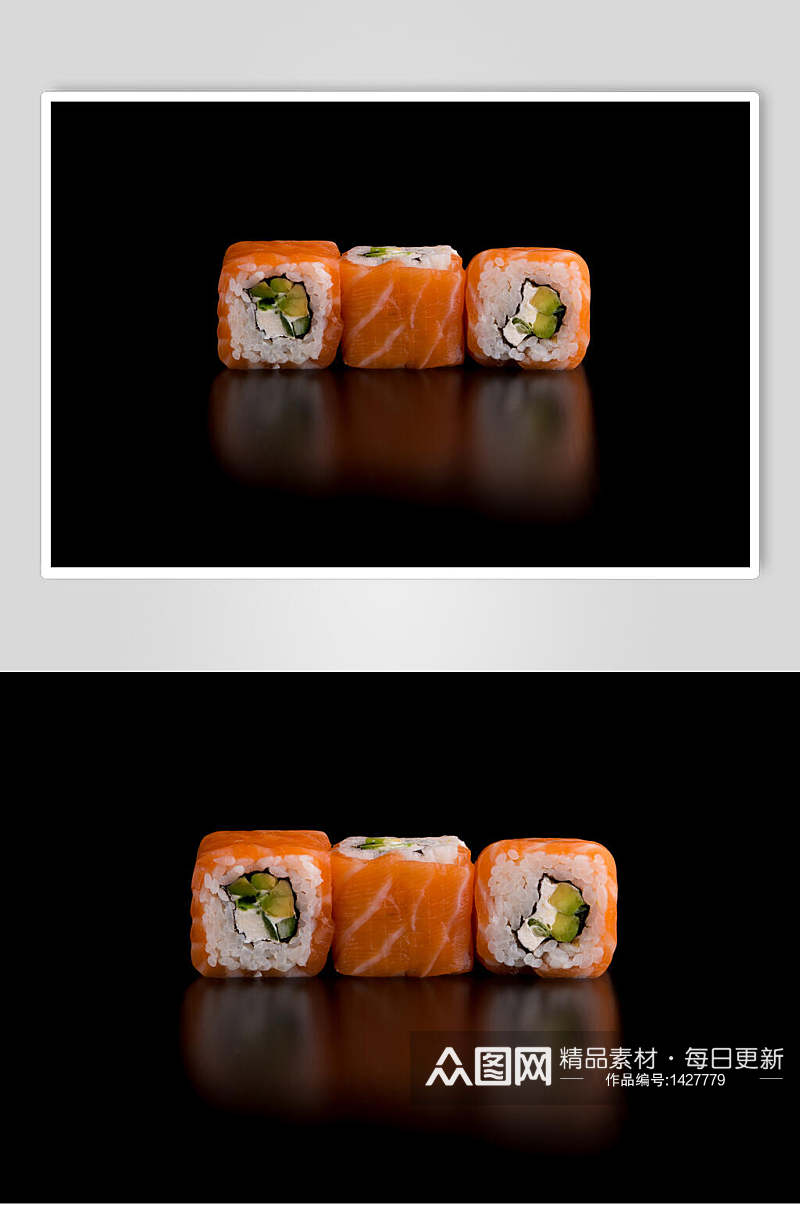 寿司美食三文鱼小卷日式视觉摄影图素材