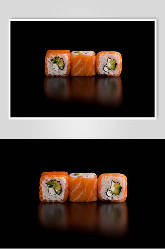 寿司美食三文鱼小卷日式视觉摄影图