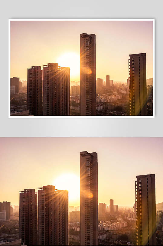 高清曙光城市高楼大厦图片