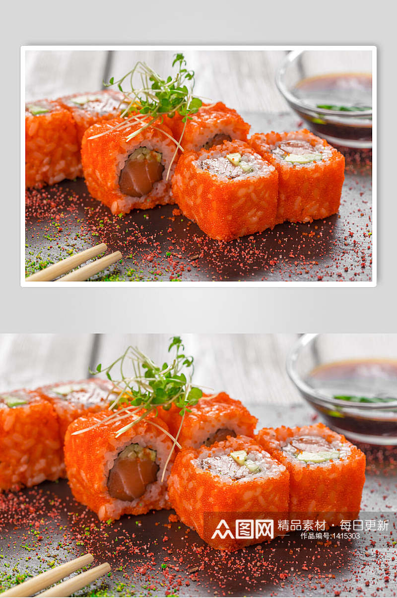 日式美食插画简洁小卷寿司素材