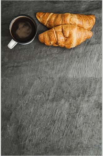 众图网美食灰色牛角包咖啡海报