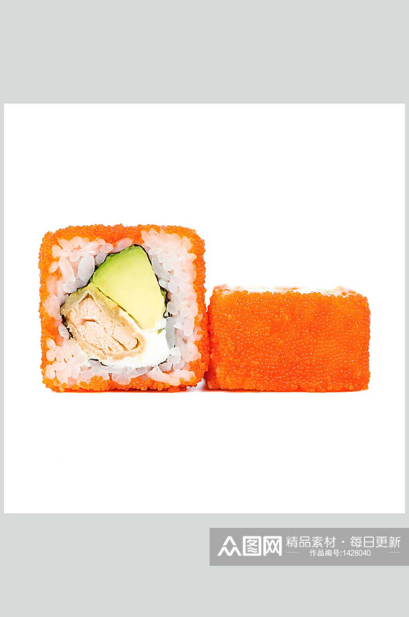 寿司美食两个箱卷白底摄影图素材