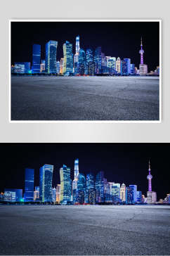 高清夜景上海东方之珠地标高楼图片