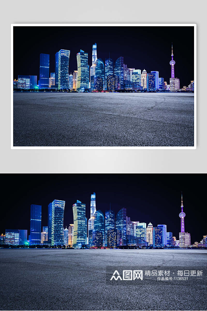 高清夜景上海东方之珠地标高楼图片素材