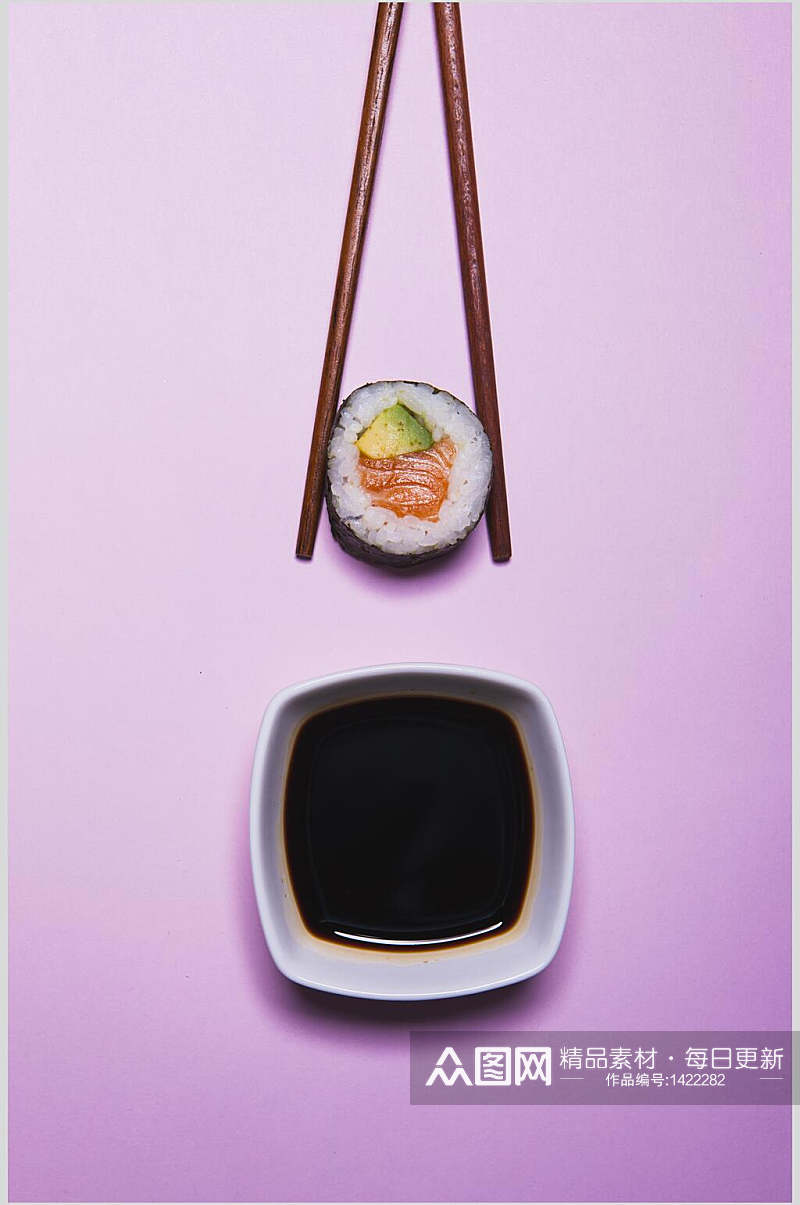 寿司美食高级食材视觉小卷和蘸汁免抠背景素材