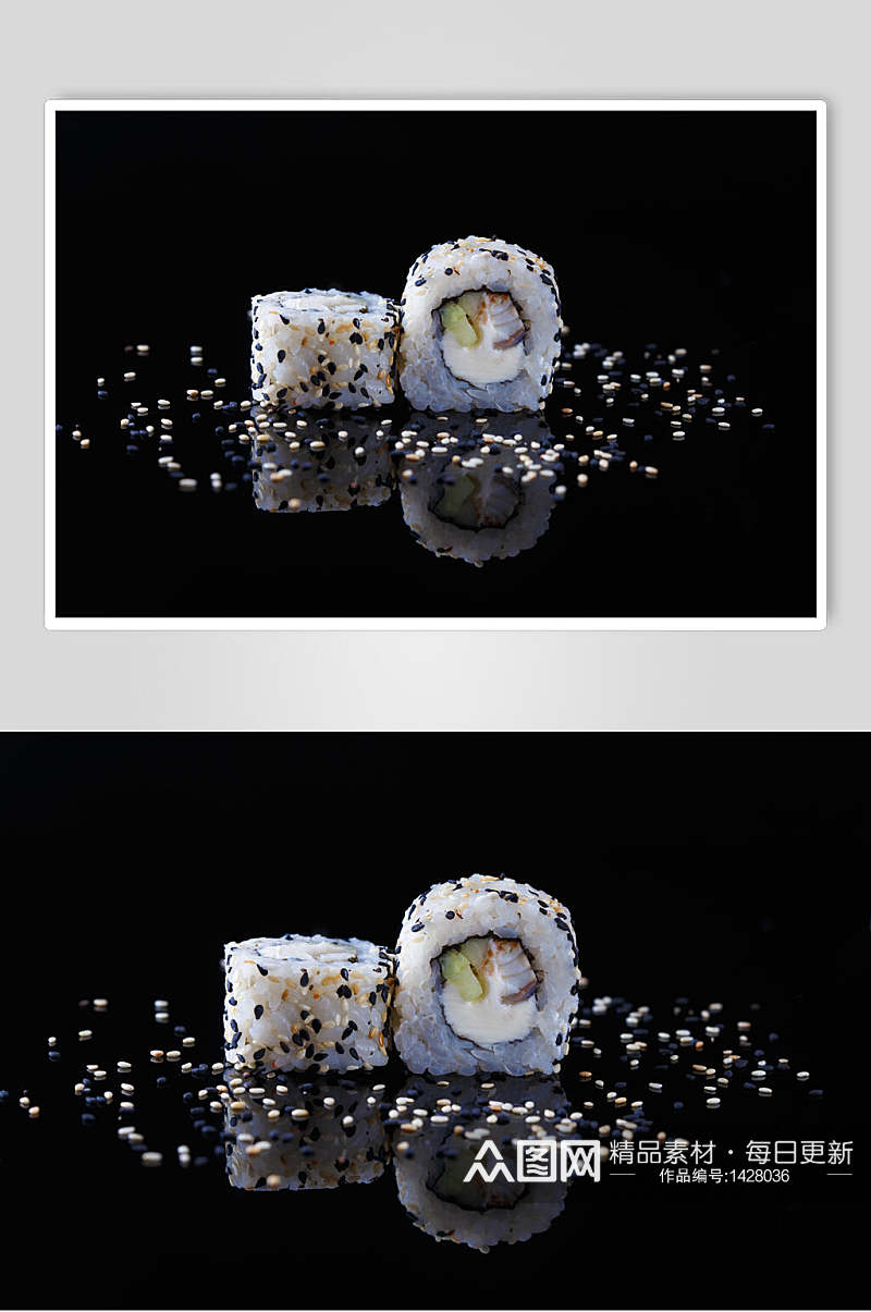 寿司美食小卷摆盘艺术视觉摄影图素材
