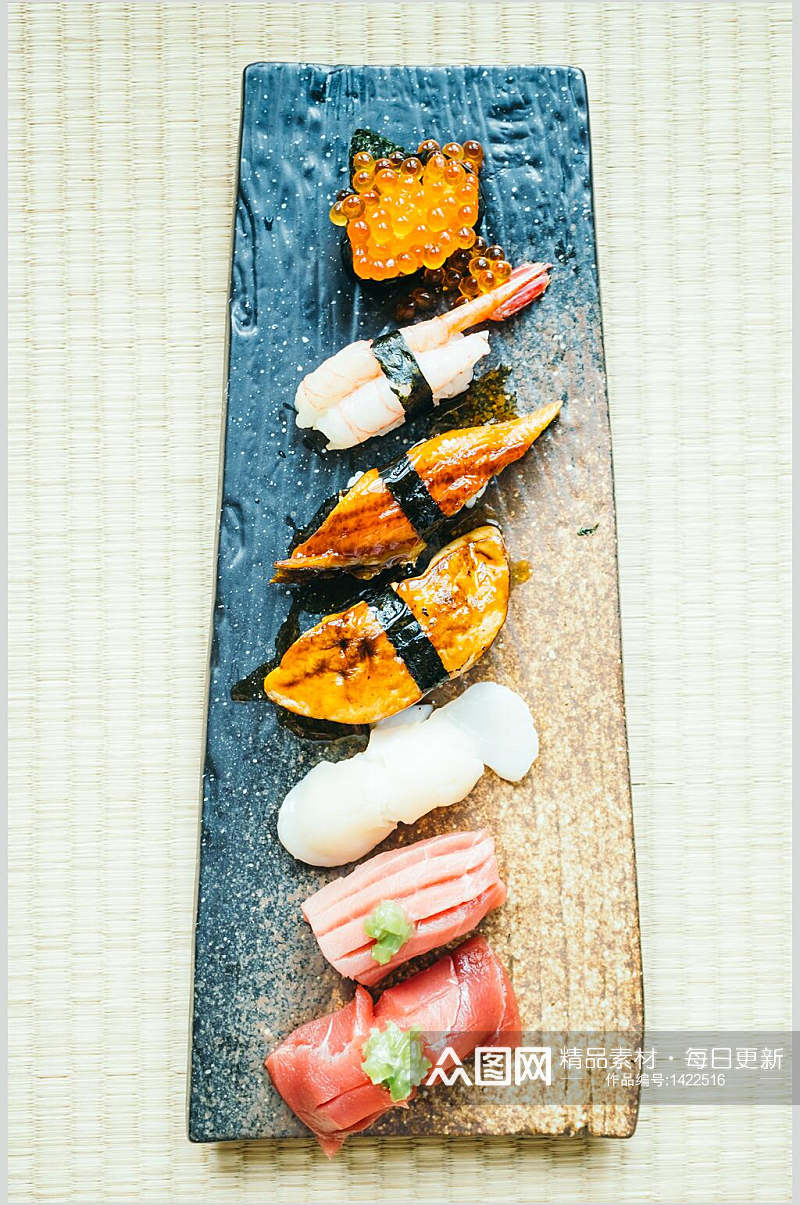 寿司美食视觉摄影高级黑免抠背景素材
