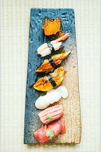 寿司美食视觉摄影高级黑免抠背景