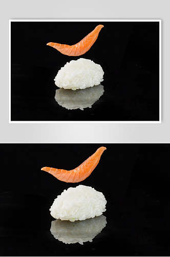 寿司美食跳舞的三文鱼片饭团免抠背景
