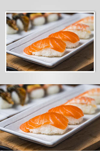 寿司美食三文鱼手握菜单摄影图
