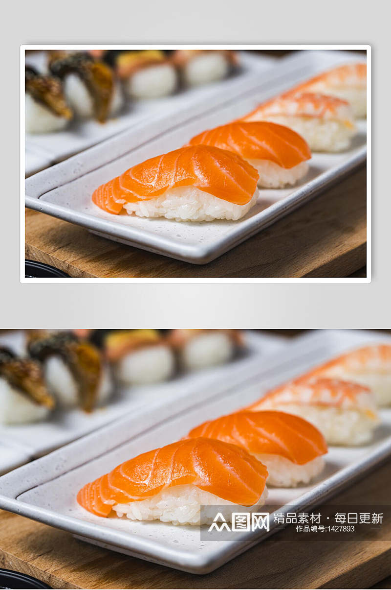 寿司美食三文鱼手握菜单摄影图素材