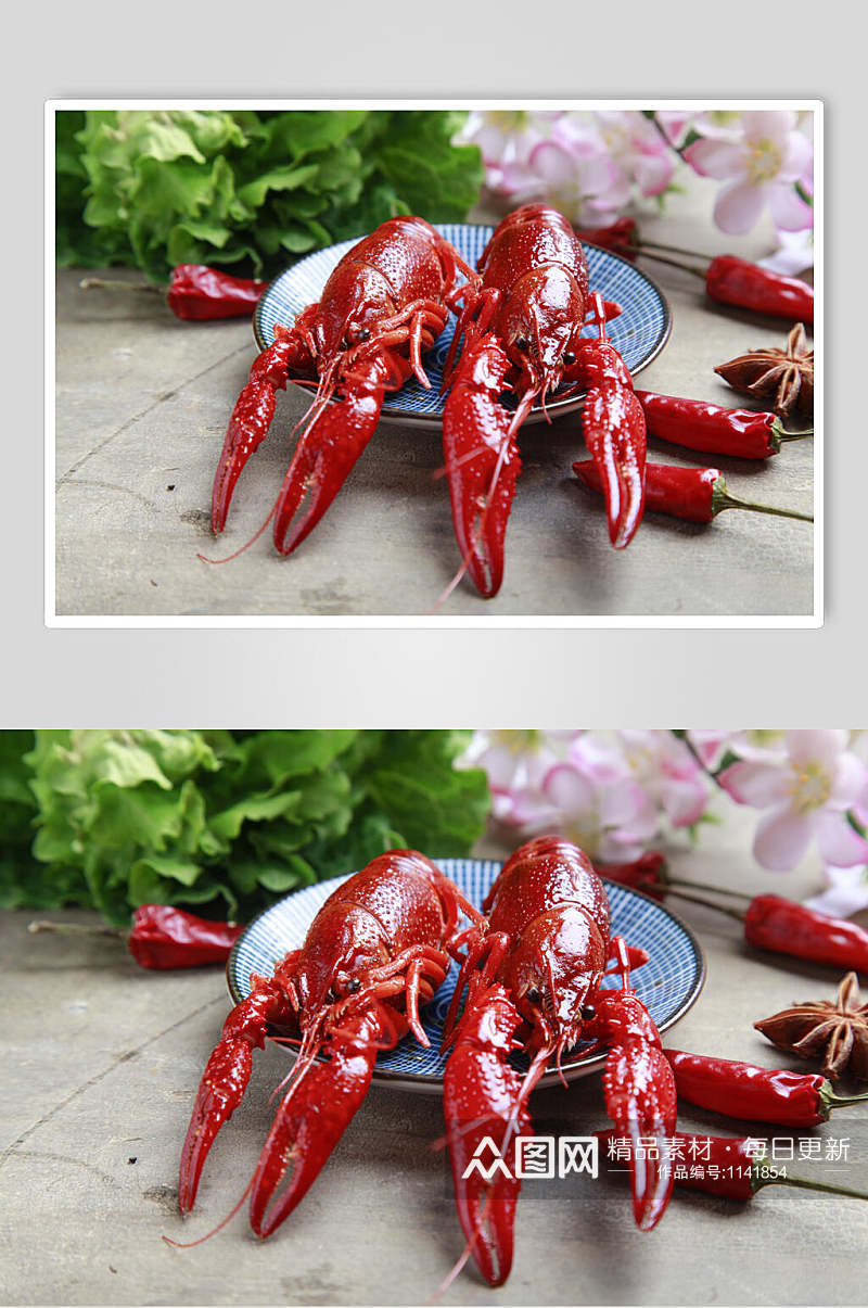 高清香辣美食图片两只小龙虾素材