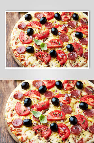西红柿披萨美食图片