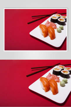 红色白盘寿司日式料理海报