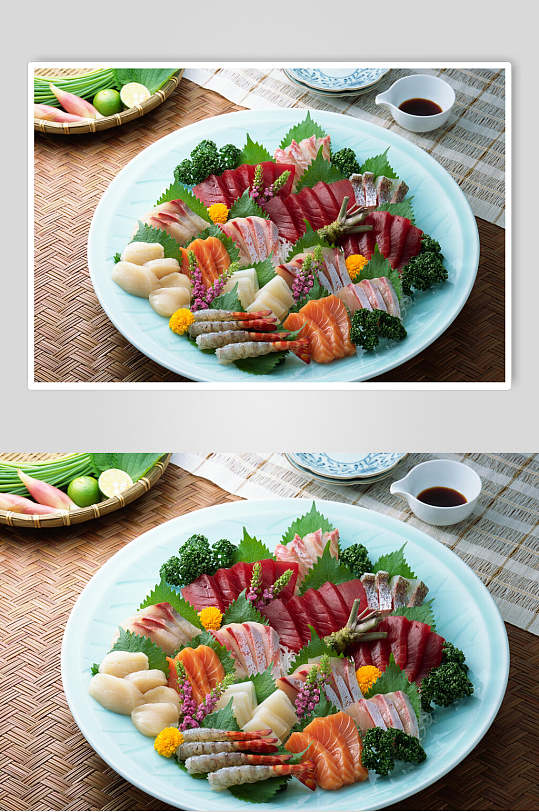 寿司美食刺身日系料理菜单摄影图