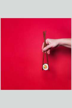 红色简约寿司日式料理海报