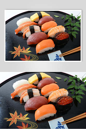 寿司美食手握卷日式餐单摆盘摄影图