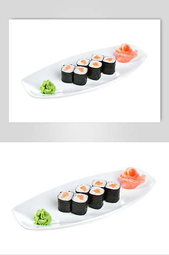 寿司美食极简小卷和芥末免抠背景