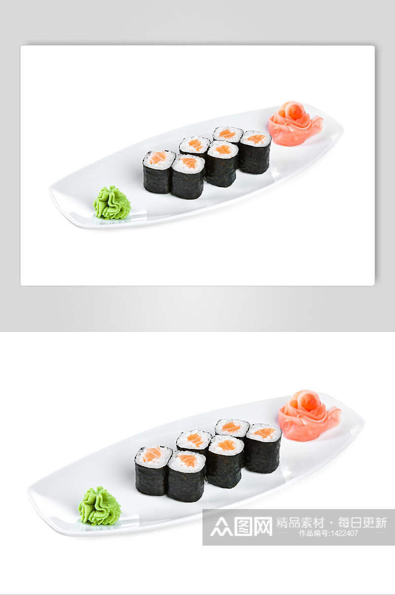 寿司美食极简小卷和芥末免抠背景素材
