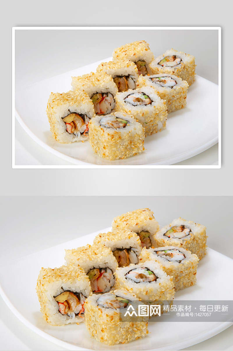 寿司美食日系里卷简洁视觉摄影图素材