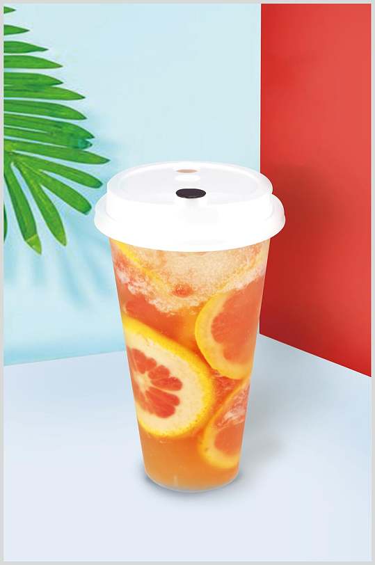 夏日创意西柚果茶摄影图片