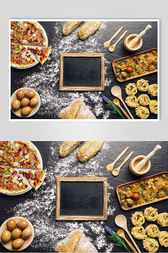 众图网美食图片插画简洁面包卤蛋披萨