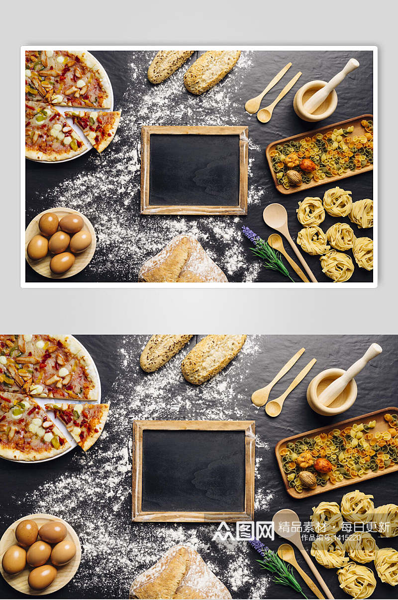众图网美食图片插画简洁面包卤蛋披萨素材