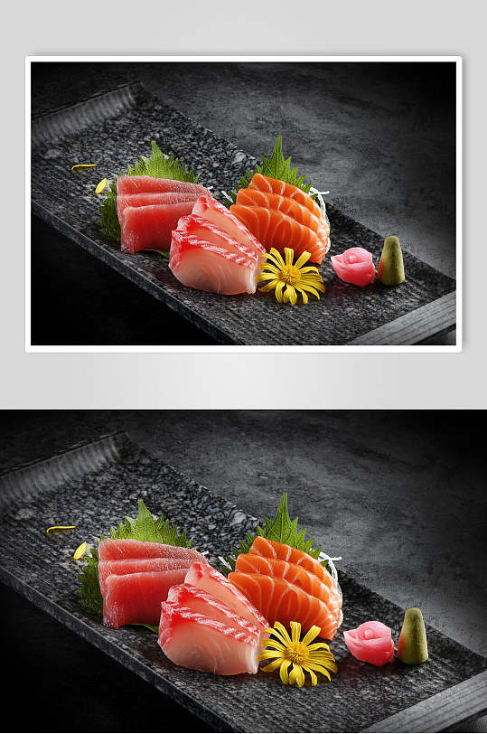 寿司美食日式刺身摆盘视觉摄影图