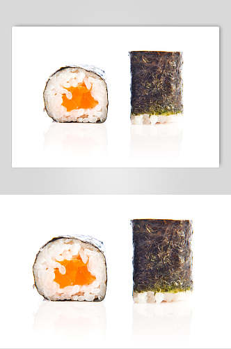 寿司美食海苔小卷白底摄影图