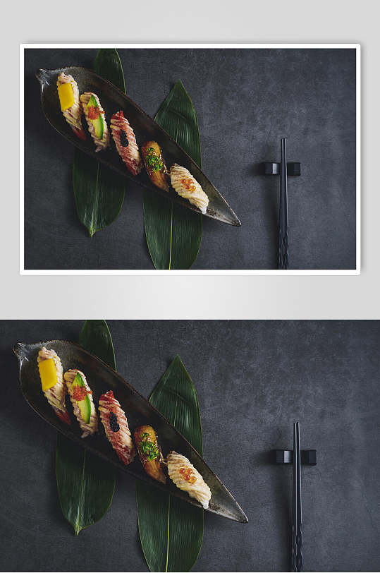 寿司美食日系菜单黑底高级视觉摄影图
