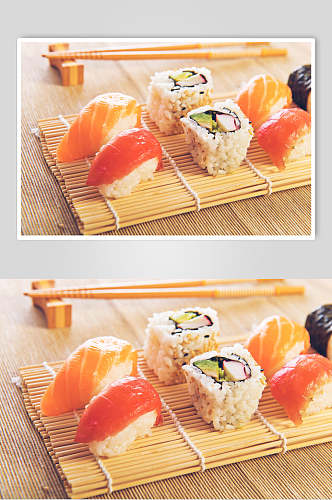 寿司美食手握卷摆盘艺术摄影图