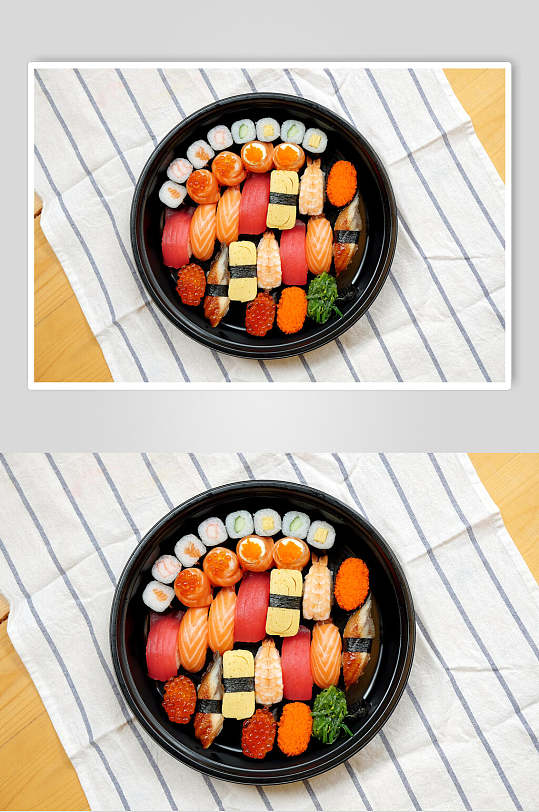 寿司摆盘特写日式料理海报