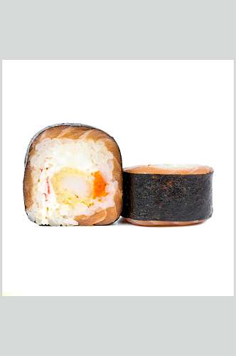 寿司美食两个三文鱼海苔卷摄影图
