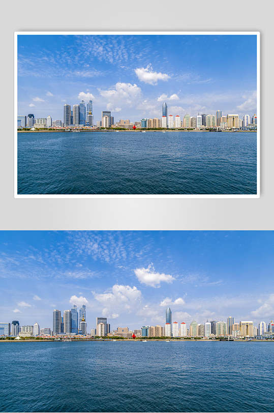 高清城市地标建筑海景倒影图片