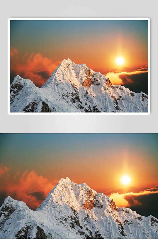 日出金光雪山图片素材