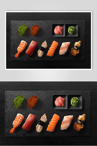 寿司美食小卷手握摆盘视觉摄影图