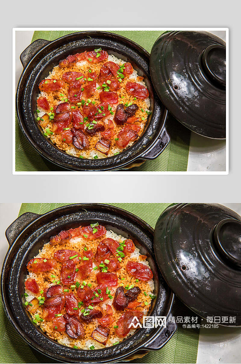 砂锅饭中式美食腊肠套餐免抠背景素材