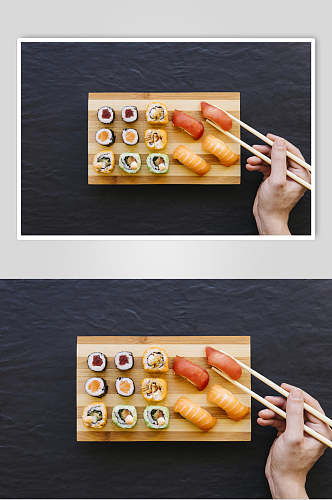 高清黑色底寿司日式料理海报