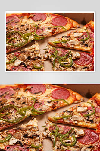 蘑菇披萨美食图片素材