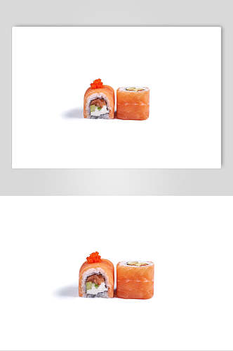 寿司美食三个三文鱼小卷白底免抠背景