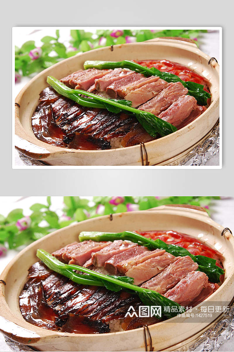 美味砂锅饭中式简餐排骨蔬菜摄影图素材