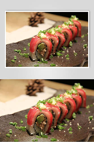 寿司美食里卷六个摆盘免抠背景