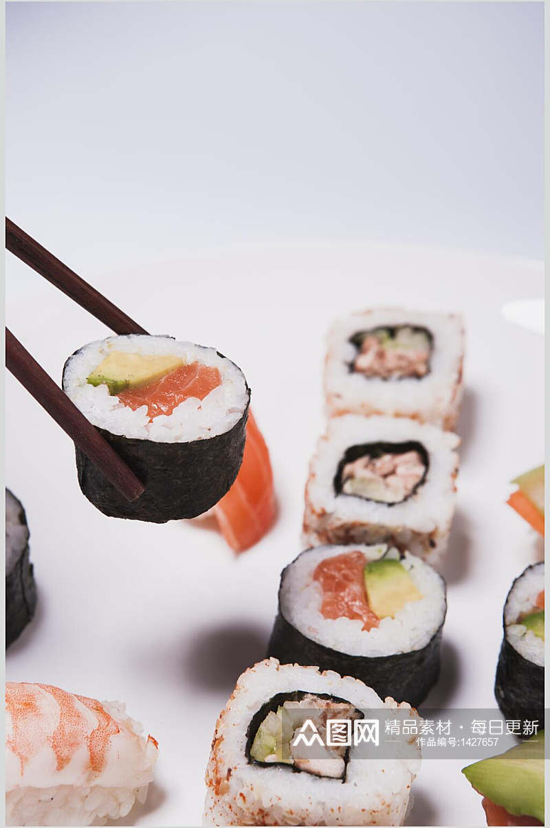 寿司美食简洁日式小卷里卷套餐摄影图素材