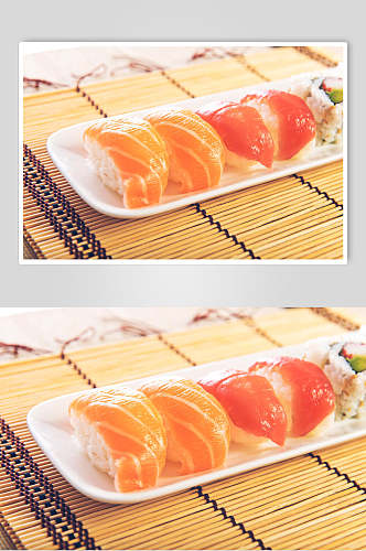寿司美食手握卷外卖餐单摄影图